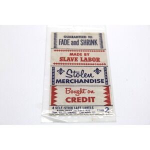 Vtg LAFF LABELS 4 Self-Stick LOONY LABELS Clothing Joke Garment